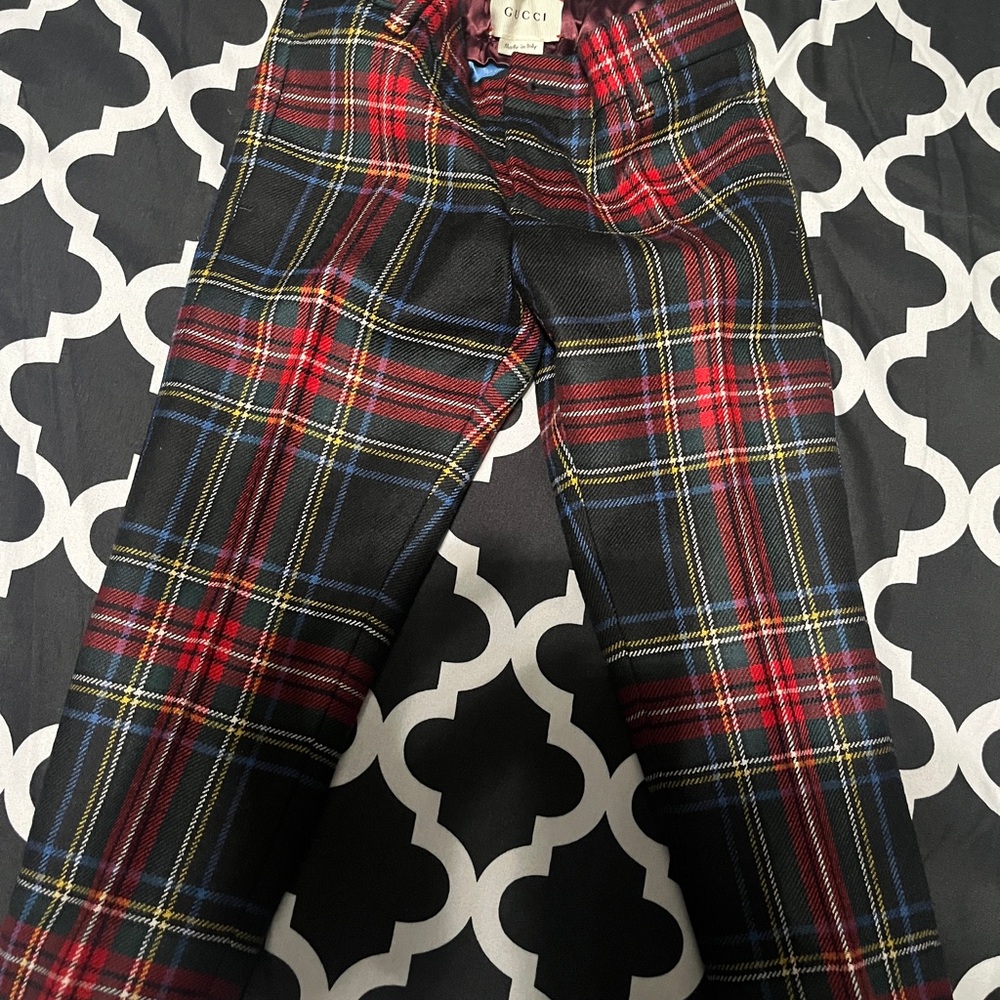 Gucci Red Plaid Pants
